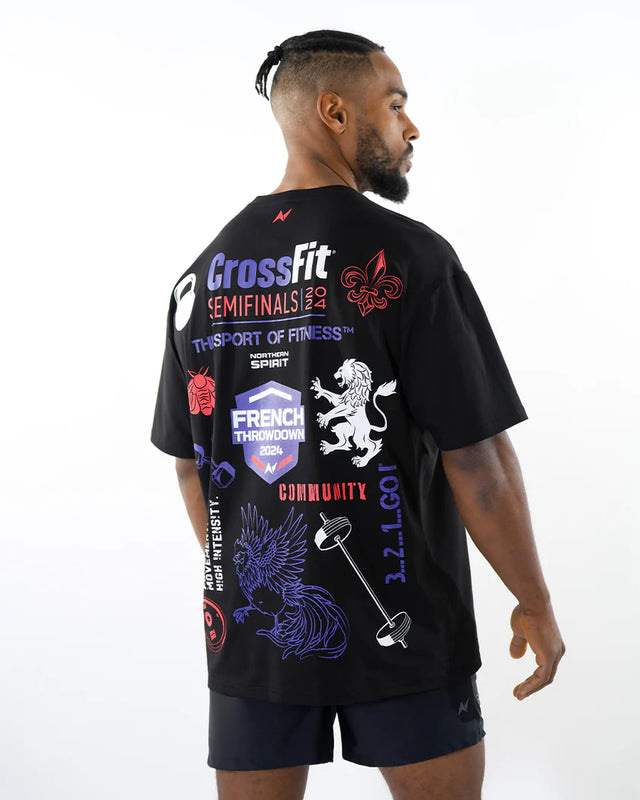 CrossFit® Smurf Patchwork - French Throwdown Unisex Oversized T-Shirt - wodstore